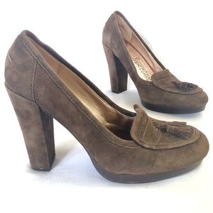 Sam Edelman Brown Suede Penny Loafer High Heels